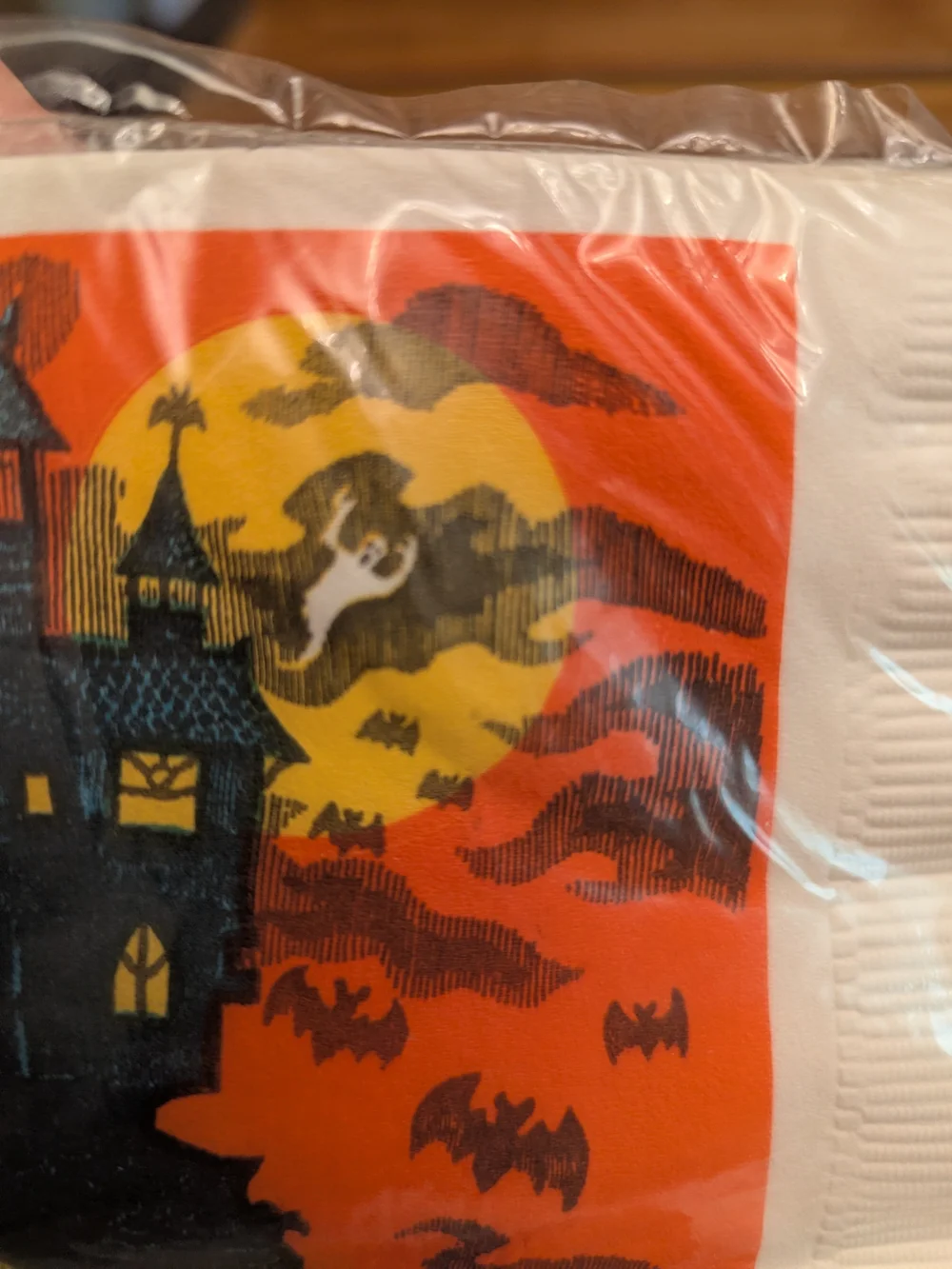 Vintage American Greetings Orange, Black & Yellow Haunted Mansion Party Napkins